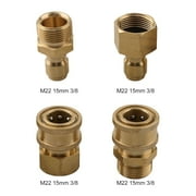 Spring Pressure Washer Quick Connect Kit M22-15/14mm Quick Connect Fitting Coupler Brass Pressure Washer Adapters For Power Washer G-un M22-15MM 3/8"