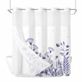 thumbnail image 1 of Spring Purple Flower No Hooks Shower Curtain with Snap-in Liner Country Watercolor Floral Leaf Garden Shower Curtains for Bathroom, Waterproof, Easy Install, Washable 72"x78", 1 of 9