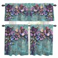 thumbnail image 1 of Spring Purple Flower Kitchen Curtains Sets for Windows 24 Inch Length, Retro Wall Seamless Garden Pastoral Rod Pocket Window Treatments Tier Curtains and Valances Set for Bedroom/Bathroom, 1 of 8