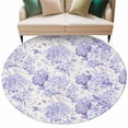 thumbnail image 1 of Spring Purple Flower Washable Area Rug&nbsp;5 ft Hydrangeas Floral Leaf Farm Plants Soft Round&nbsp;Rugs for Living Room, Non Slip Carpet for Bedroom&nbsp;Entryway Dining Room, 1 of 9