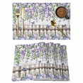 thumbnail image 1 of Spring Purple Flowers Placemats Set of 8, Farmhouse Leaves Fences Gray Wood Placemats for Dining Table, Place Mats for Kitchen Tabletop, Waterproof Wipeable Dining Table Mats Set, 1 of 9