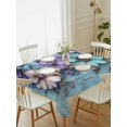 thumbnail image 1 of Spring Purple Flowers Tablecloth Rectangle Table Cloth 60x84, Waterproof Tablecloth Outdoor Table Cloth, Floral Mottled Teal Wall Retro Washable Table Cover for Kitchen Dinning Party, 1 of 8
