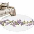 thumbnail image 1 of Spring Purple Lavender Round Area&nbsp;Rug 3ft Country Watercolor Purple Flower Green Leaf Non-Slip&nbsp;Washable Circle Rugs Soft Felt Indoor Floor Mat for Bedroom Kitchen Living Room Bathroom, 1 of 9