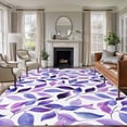 thumbnail image 1 of Spring Purple Leaves Area Rugs 5'x7', Washable Small Throw Rugs for Laundry Room Playroom, Country Leaf Plants Pastoral Indoor Outdoor Rug Non-Slip Low Pile Carpet Runner Reversible Floor Mats, 1 of 8