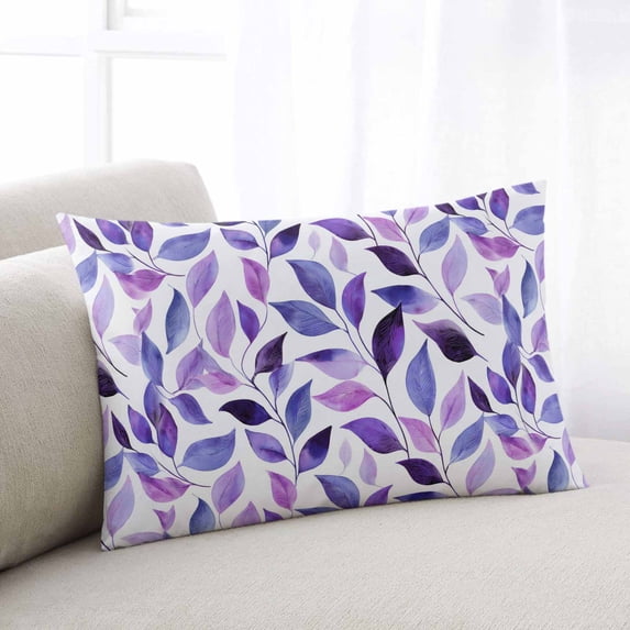 Spring Purple Leaves Throw Pillow Covers, Country Leaf Plants Pastoral Soft Breathable Pillow Cases with Invisible Zipper for Sleeping, King Size Pillowcases for Couch Bed Sofa Chair 20x36 Inches