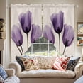 thumbnail image 1 of Spring Purple Swag Curtain Valance for Windows, Flowers X-ray Image of Tulips Floral Retro Window Treatments Short Swag Topper for Kitchen Windows Bathroom Bedroom, 36"x63", 1 of 8