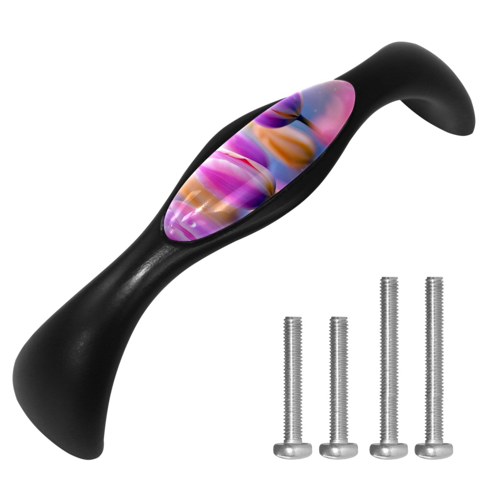 Spring Purple Tulip Kitchen Cabinet Pull Knobs Drawer Hardware Handles for Door,Dresser,Bathroom Decorative