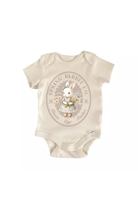 Spring Rabbit Easter Bunny Rabbit Spring Baby Boy Girl Clothes Bodysuit Cute Baby Onesie, BABY BODYSUIT LAT 4424