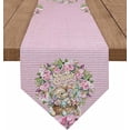 thumbnail image 1 of Spring Rabbit Flower Cotton and Linen Triangle Table Runners Long Dresser Scarves Table Decoration for Wedding Party/Graduation Ceremony/Banquet Easter Basket Eggs Pink Watercolor, 1 of 9