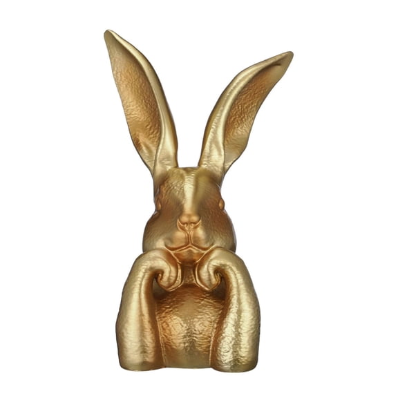 Spring Rabbits Easter Decoration 9.8 Inch Vintage Gold Resin Bunny Statue Large Rabbit Figurines Easter Table Centerpiece Decorative Bunny Sculpture Collectibles Gift for Home Indoor Decor