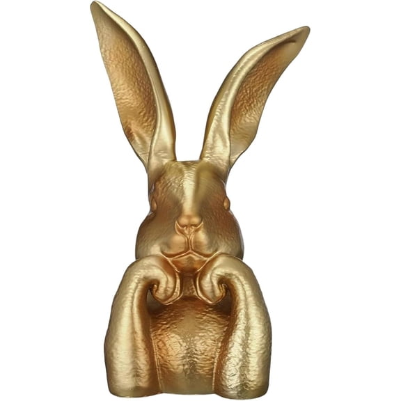 Spring Rabbits Easter Decoration 8 Inch Vintage Gold Resin Bunny Statue Rabbit Figurines for Home Table Centerpieces Golden Cute Rabbit Statue for Spring Home Living Room Decor