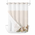 thumbnail image 1 of Spring Rabbits No Hooks Shower Curtain with Snap-in Liner Easter Bunny Floral Plants Vintage Linen Shower Curtains for Bathroom, Waterproof, Easy Install, Washable 48"x72", 1 of 9