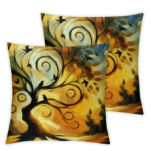 Spring Rainbow Branches Throw Pillow Covers Set of 2 Summer Birds Tree Decorative Pillowcase Cushion Covers Soft Velvet Pillow Cases for Sofa Couch Bed Car Bedroom Home Decor