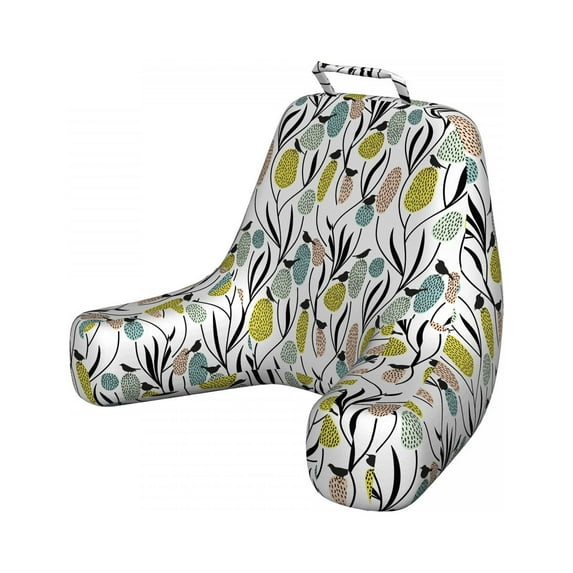 Spring Reading Pillow Cover, Abstract Botanical Pattern with Bird Silhouettes and Colorful Plants, Unstuffed Printed Bed Rest Case from Soft Fabric, XL Size, Charcoal Grey Multicolor, by Ambesonne