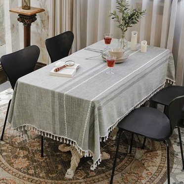 Spring Rectangle Table Cloth for Outdoor Party Linen Cotton Tablecloth Embroidery Kitchen Dinning Table Cloths Rustic Farmhouse Tablecloths (55 x 86 Inch)