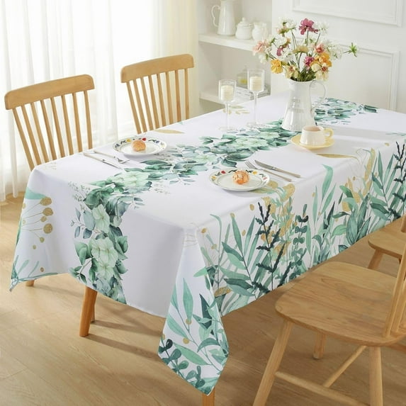 Spring Rectangle Tablecloth, 60x84 Inches, Watercolor Wild Flowers Spillproof Wrinkle Free Machine Wash Polyester, Floral Oblong Table Cloth for Indoor/Outdoor & Spring/Summer Daily Use