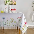 thumbnail image 1 of Spring Rectangle Tablecloth Waterproof Flower Botanical Border Fabric Table Cloth Stain and Wrinkle Resistant Spring Tablecloth for Dinner Kitchen and Party 60"x84", 1 of 6