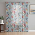 thumbnail image 1 of Spring Red Floral Sheer Curtains 72 Inches Long 2 Panels Set, Window Sheer Curtains for Living Room/Bedroom, Daiy Birds Farmhouse Blue Botanical Light Filtering Rod Pocket Curtain 52''x72''x2, 1 of 8