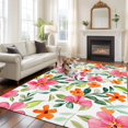thumbnail image 1 of Spring Red Flower Large Area Rugs 8x10 ft Watercolor Floral Leaf Garden Washable Rug Non Slip Indoor Carpet Absorbent Floor Mat for Living Room Bedroom Dining Room, 1 of 9