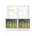 thumbnail image 1 of Spring Red Flowers Short Blackout Curtains 24 Inch Long Retro Pastoral Oil Painting Rod Pocket Kitchen Curtains, 2 Panels Thermal Insulated Room Darkening Drapes for Bedroom, 30"W x 24"L, 1 of 5