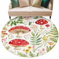 thumbnail image 1 of Spring Red Mushroom Round Area&nbsp;Rug 5ft Country Watercolor Green Leaf Yellow Flower Non-Slip&nbsp;Washable Circle Rugs Soft Felt Indoor Floor Mat for Bedroom Kitchen Living Room Bathroom, 1 of 9