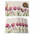 thumbnail image 1 of Spring Red Tulip Placemats Set of 2, Country Watercolor Red Flower Green Leaf Linen Non-Slip Place Mats Washable Table Mats for Kitchen Dining Table Decorations Indoor/Outdoor, 1 of 9