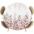 thumbnail image 1 of Spring Reddish Brown Eucalyptus Round Tablecloth, Fitted Table Cover with Elastic for 45"-54" Round Tables, Botanical Leaf Country Table Cloth Outdoor Indoor Dinning Party Waterproof Tablecloths, 1 of 7