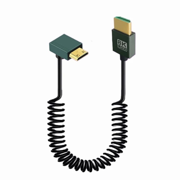 Spring Retractable HDMI to Mini HDMI Cable 8K60Hz Ultra HD for Laptops Tablets Gaming Consoles Camera, Camcorder