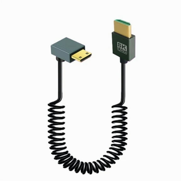 Spring Retractable HDMI to Mini HDMI Cable 8K60Hz Ultra HD for Laptops Tablets Gaming Consoles Camera, Camcorder