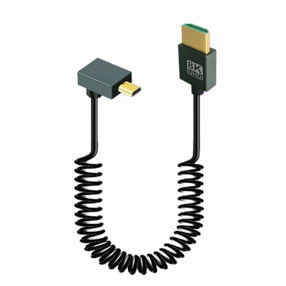 Spring Retractable HDMIs to Micro HDMIs Cable 8K60Hz Video Transfer for Laptops Tablets Gaming Consoles Camera Camcorder