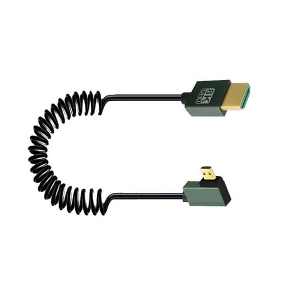 Spring Retractable Soft HDMIs To Micros HDMIs Cable 8K@60Hz Adapter Cord