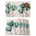 thumbnail image 1 of Spring Retro Placemats Set of 1, X-ray Image of Teal Tulips Floral Leaf Beige Non-Slip Place Mats Washable Table Mats for Kitchen Dining Table Decorations Indoor/Outdoor, 1 of 9