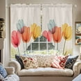 thumbnail image 1 of Spring Retro Swag Curtain Valance for Windows, Orange Yellow Red X-ray Tulips Flower Leaf Window Treatments Short Swag Topper for Kitchen Windows Bathroom Bedroom, 36"x36", 1 of 8