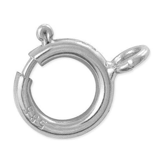Spring Ring Jewelry Clasp 14 Karat Solid White Gold 6.0mm