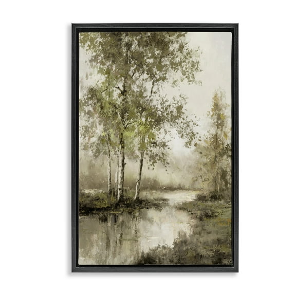 Stupell Industries Spring River in Forest Black Framed Floater Canvas Wall Art, design by T.C. Chiu, 25 x 17