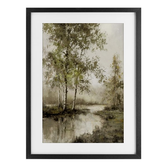 Stupell Industries Spring River in Forest Black Framed Print Under Glass, design by T.C. Chiu, 20 x 14