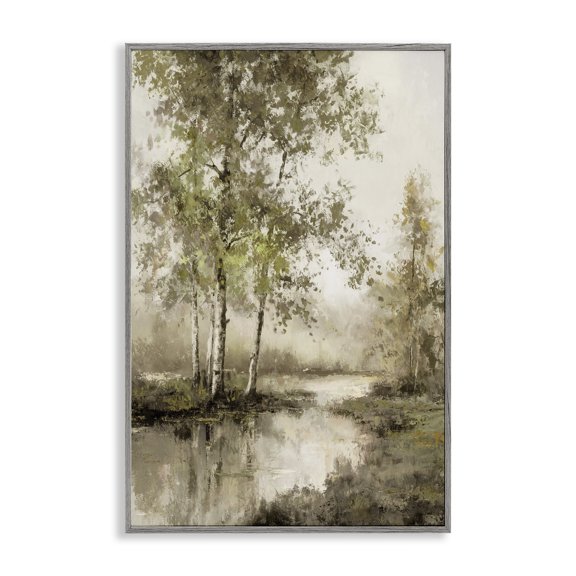 Stupell Industries Spring River in Forest Gray Framed Giclee Art, design by T.C. Chiu, 24 x 16
