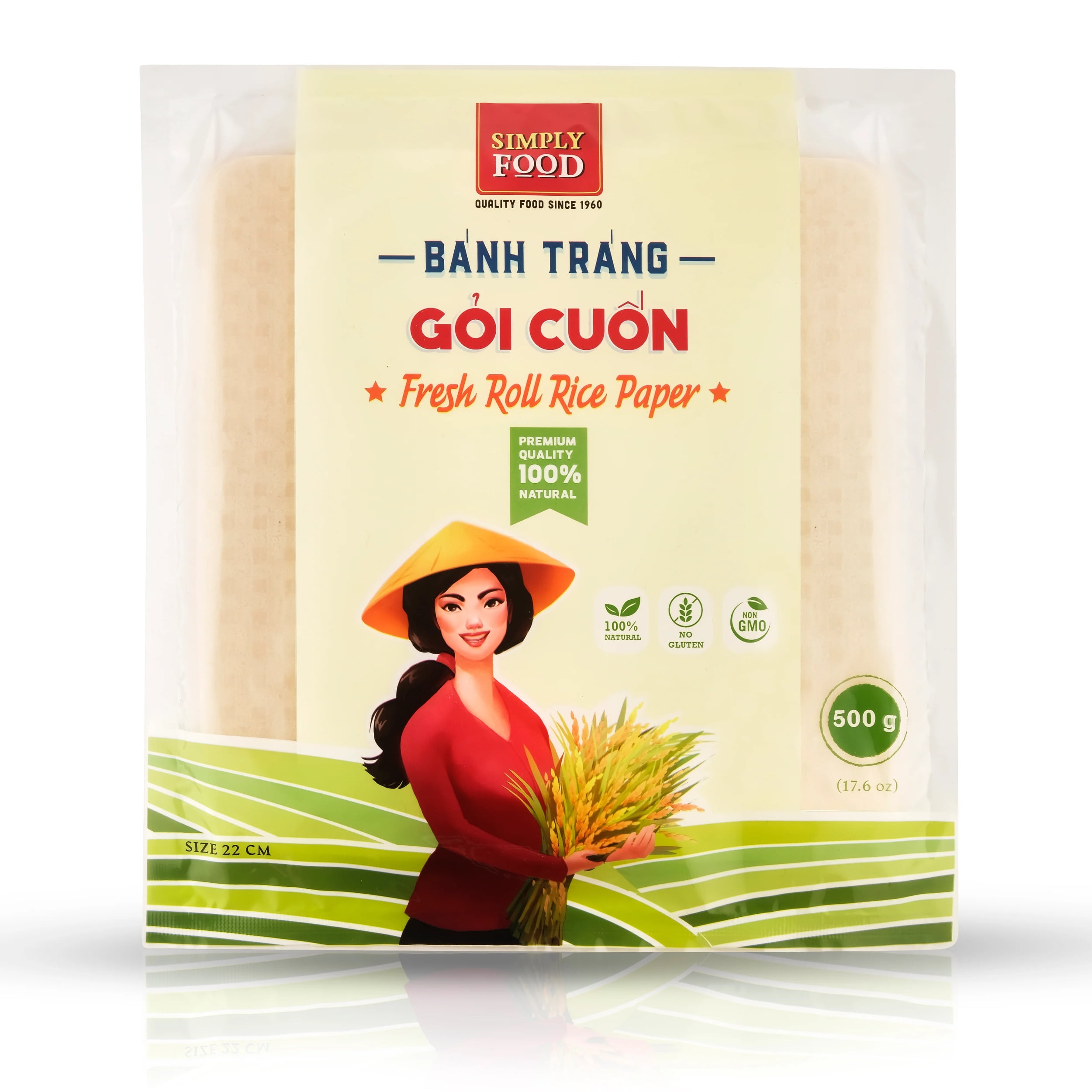 Spring Roll Rice Paper Wrappers (500g) Square-Shaped, Non-GMO, and  Gluten-Free by Simply Food 