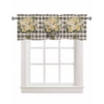 thumbnail image 1 of Spring Rose Flower Linen Curtain Valance for Bedroom/Bathroom/Kitchen/Office/Living/Dining Room Window,Retro Black White Buffalo Plaid Rod Pocket Topper Decorative Cafe Drapes Panel 42"x12", 1 of 6