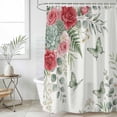 thumbnail image 1 of Spring Roses Shower Curtain Set, Waterproof Shower Curtains for Bathroom, Garden Botanical Leaves Butterflies Washable Fabric Cloth Bath Curtain for Bathtub Decoration with Hooks 54x78 Inches, 1 of 9