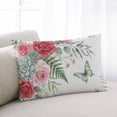 thumbnail image 1 of Spring Roses Throw Pillow Covers, Garden Botanical Leaves Butterflies Soft Breathable Pillow Cases with Invisible Zipper for Sleeping, Toddler Pillowcases for Couch Bed Sofa Chair 12x20 Inches, 1 of 9