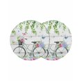 thumbnail image 1 of Spring Round 13 Inch Placemats Set of 2, Bicycles Botanical Rose Leaves Butterfly Wood Grain HeatResistant Non Slip Place Mats for Dining Table, Wipeable Braided Kitchen Table Mats for Housewarming, 1 of 9