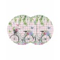 thumbnail image 1 of Spring Round 13 Inch Placemats Set of 2, Bicycles Leaves Butterfly Flowers Pink Buffalo Plaid HeatResistant Non Slip Place Mats for Dining Table, Wipeable Braided Kitchen Table Mats for Housewarming, 1 of 9
