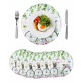 thumbnail image 1 of Spring Round 15 Inch Placemats Set of 6, Bicycles Botanical Leaves Rose Colorful Stripes HeatResistant Non Slip Place Mats for Dining Table, Wipeable Braided Kitchen Table Mats for Housewarming, 1 of 9