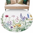 thumbnail image 1 of Spring Round Area&nbsp;Rug 8ft Wildflower Lavender Botanical Green Leaves Herb Non-Slip&nbsp;Washable Circle Rugs Soft Felt Indoor Floor Mat for Bedroom Kitchen Living Room Bathroom, 1 of 9