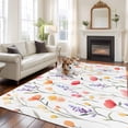thumbnail image 1 of Spring Rustic Area Rugs 5x7 ft Pink Flower Leaves Abstract Floral Botanical Washable Rug Non Slip Indoor Carpet Absorbent Floor Mat for Living Room Bedroom Dining Room, 1 of 9