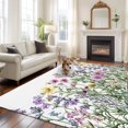 thumbnail image 1 of Spring Rustic Large Area Rugs 5x8 ft Wildflowers Pink Daisy Lavender Flower Washable Rug Non Slip Indoor Carpet Absorbent Floor Mat for Living Room Bedroom Dining Room, 1 of 9