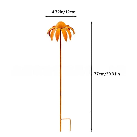 Spring Rusty Echinacea Stake Metal Garden Flower Stake for Lawn Porch Pathway Patio