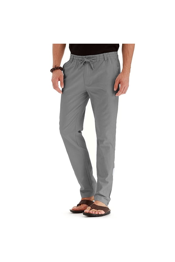 Mens Lounge PantsMens Casual PantsBusiness Loose Plus Size Elastic Waist Solid Pants Chef Pants Men Gray 4