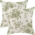 thumbnail image 1 of Spring Sage Green Floral Pillow Covers 18x18 Inch Set of 2, Chinoiserie Sage Green Flower Decorative Throw Pillowcase Vintage Floral Outdoor Cushion Cover for Sofa Couch Living Room Bed Decor, 1 of 6